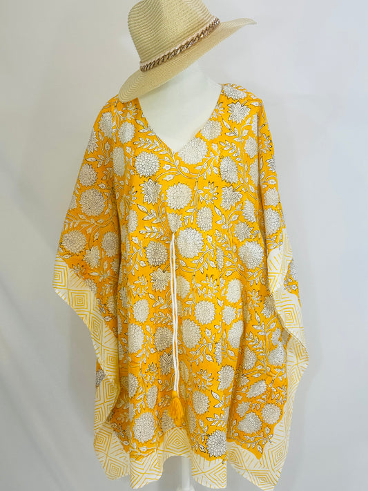 KAFTAN WITH ELASTICATED WAIST WITH DRAWSTRINGS
