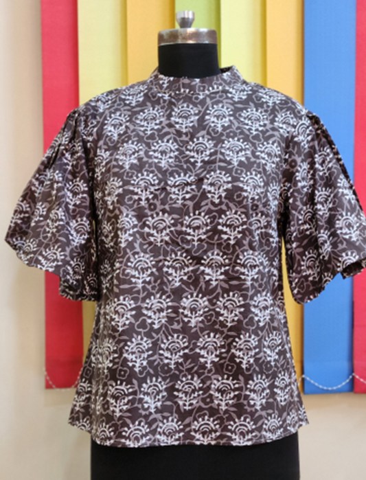 TOP/SHIRT WITH BALLOON SLEEVES